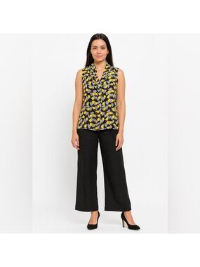 TRISTAN Easy Care Poly Sleeveless Split Vee Neck Career Blouse US Sz S